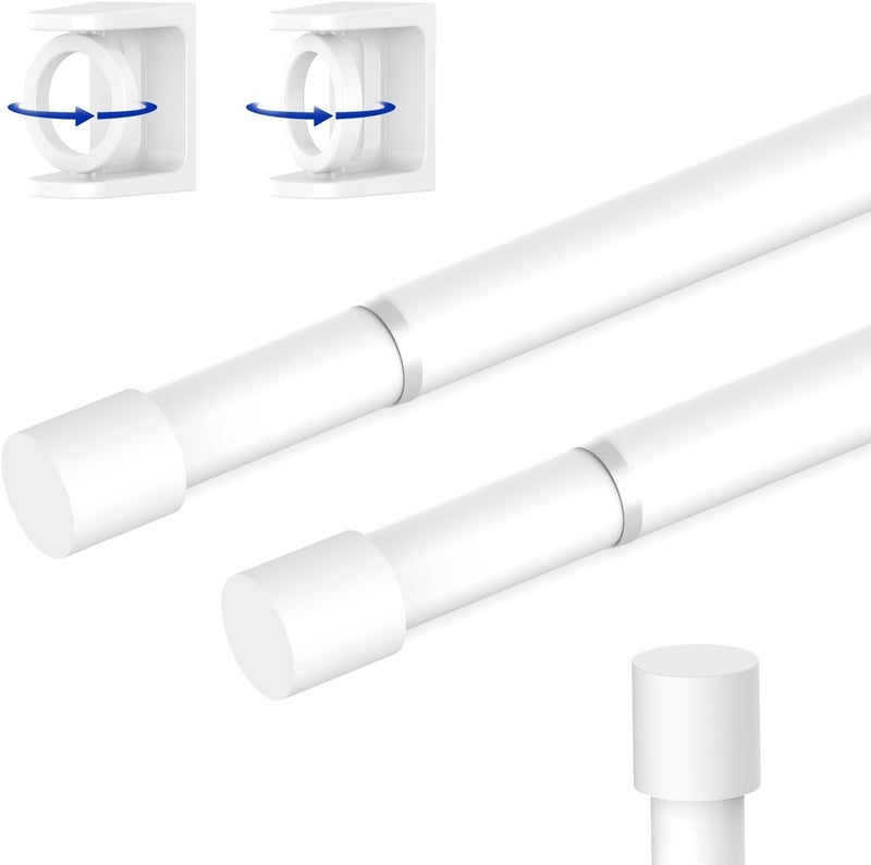 Tiemlet White Spring Tension Rod 2 Pack, Max 18 to 36 Inch Adjustable Tension Rods 24 to 36 inch, No-Drill Easy Installation Rust-Resistant Spring rod, Suitable for Closets Rod, Shoe Cabinets - Image 1